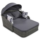 Outdoor Sunbed W  Adjustable Canopy - Double Lounge Pe Rattan Daybed W  Cushion