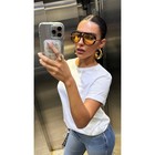 Oversized Retro Aviator Sunglasses Unisex Black Frame Orange Lens Uv Protection