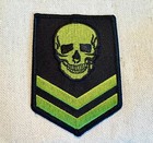Iron-on Patch - Green Skull Embroidered Military Skeleton Death Emblem Evil
