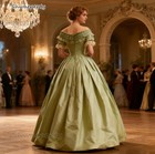 1860s Prom Dress Civil War Lace Satin Ball Gown Vintage Victorian Evening Gown