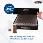 Quarter Coin Storage Tubes - 100 Ct   Archival Quality Plastic Coin Holders     