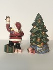 Fitz And Floyd Santa And Christmas Tree Salt And Pepper Shakers Vintage Holiday