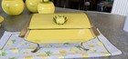 Rare Vintage Anchor Hocking Chaffing Dish Fire King 1950   s Yellow Lemon Set 