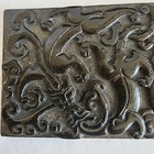 Vintage Chinese Dragon Carved Ink Stone Black Stone Calligraphy Scholar Yantai