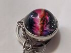 Nebula Planets Globe Glass Metal Keychain Key Chain Round Cosplay Collectible