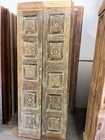 Hand Carved Double Barn Doors Antique Floral Rustic Wooden Doors Statement 80x28