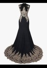 Black   Gold Embellished Mermaid Formal Evening Gown With Train