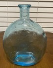 Hand Blown Vintage Aqua Blue Glass Bottle vase 9 X 6 5 Inches