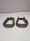 Vintage Leather Western Cowboy Stirrups Saddle D  cor Cowhide Laced Country 