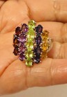 Vintage 925 Sterling Silver Multi Gemstones Ring Sz 10  6 84 Grams