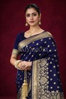 Women   s Soft Silk Style Jacquard Saree With Rich Zari Woven Border   Pallu   5 6