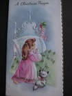 Unused 1960s Vintage Greeting Card Christmas A Christmas Prayer  Praying Girl