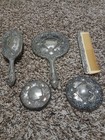 Vintage Silver Plated Vanity Set Mirror Brush Comb Mirrors 5pcs 