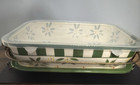 Temptations Old World Green 4 Qt Baking Dish With Tray  Lid    Metal Stand