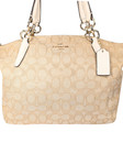 Coach Kelsey Signature Beige Ivory Canvas Jacquard Leather Small Satchel F36625