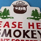 Vintage Forest Service Sign - Smokey Bear Hiking Wilderness Gas Porcelain Sign