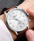 Mens Watch Brown Leather Strap Band Analog Quartz Watches Casual New Decorative