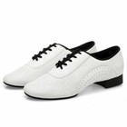 Men Ballroom Dance Shoes Leather Latin Waltz Tango Salsa Low Heel White New Spw