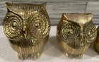 Vintage Brass Owl Family Figurines Set Of 3 Retro Paperweight Trio Decor