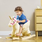 Qaba Kids Rocking Horse  Unicorn With Realistic Sound  Safety Belt   Wooden Base