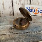 Push Button Brass Compass W  Hinged Lid  Antique Bronze Finish  Old Pocket Style