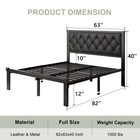 Feonase Queen Size Metal Bed Frame With Faux Leather Queen  Matte Black 