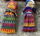 Vintage Handmade 2 Inch Guatemalan Worry Dolls With Handmade Pouch Set Of Four