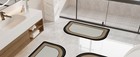 Half Circle Bath Mat  Thin Bathroom Rugs Fit Under Door Quick Dry Non Slip