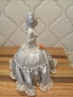 Vtg Porcelain Victorian Woman Half Doll Pin Cushion