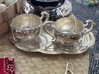 1950   s English Silver Mfg  Corp Sp Cream   Sugar tray  W Ster Slv Spoon