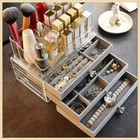Jewelry Organizer 3 Drawer Velvet Makeup Storage Box Desktop Display Tray Holder