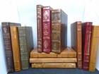 Lot Of 3 Vintage Leather Decorative Books Home Decor Library Mantel Staging Prop