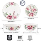Floral Dinnerware Bone China Set  White With Pink Roses  Service For 4  16 Piece