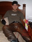 Men s Real Cowhide Waxed Brown Leather Pants Side Lacing Jean Trouser Cuir Braun