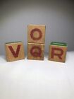 Antique Early 1900   s Wooden Embossed Blocks Lot Of 4   Letters Numbers