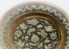 Antique Persian Middle East Copper Tray Plate Wall Hanging Birds Floral 10 3 4   
