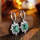 7 42ct Oval Natural Columbian Emerald Diamond Earring Stud 14k Real White Gold