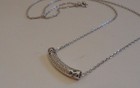  925 Sterling Silver Modern Necklace Pendant W   75 Ct Lab Diamonds  18   Long