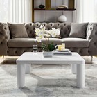 Modern Cream White Square Coffee Table With Rounded Corners And Metal Legs Us