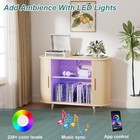 Large Record Player Stand W charging Station And Led cabinet With Vinyl Storage