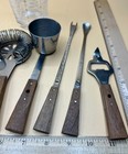 Vintage Glass Mixed Drink Recipe Bar Mixer Retro Clear   White Print   Tools