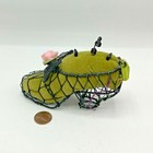 Vintage Shoe Pin Cushion With Pins Wired Cottagecore Green Velour Bow Rose 