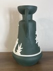Vintage Green Jasperware Vase With Handles 