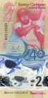 East Caribbean States 2 Dollars  2023  - Cricketer turtles p-61 Polymer Unc