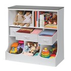 Combo Bin Wood Toy Crafts Storage Organizer With Three Baskets 8 6 Cu Ft  Unit
