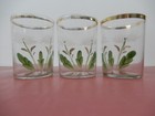 Vintage Set Of Three  3  Decorative Hand Painted Foral Drinking Glasses