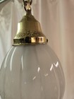 Vintage Hanging Polished Brass  glass  Pendant Light Fixture 