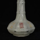 7  China Antique Ru Kiln Marked Gilt Inscription Eight Square Porcelain Vase