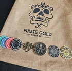 Pirate Gold Kraken Poker Set Wooden Case W  Chips  Cards  Medallion   Sack bag