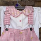 Oshkosh Girls Gingham  Shortalls Romper  Sz 5 Overall Set Shirt Pink Checkered